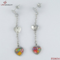 316L Steel Heart Chandelier Earrings/Enamel