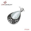 316L Stainless Steel  Cone Shaped Pendant w/  Pure White Enemal