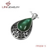 316L Stainless Steel  Cone Shaped Pendant w/  Pure Green  Enemal