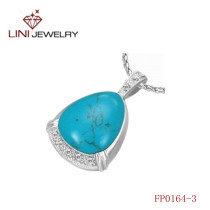 Stainless Steel Oval Big Attractive Blue Stone Pendant