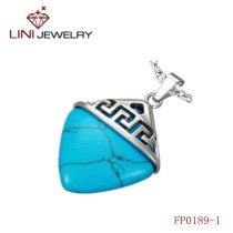 Blue  Stone  Stainless Steel   Pendant