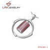316L Stainless Steel  Circle Pendant w/cylindrical Pink Tone