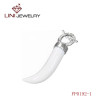 Stainless Steel Ox Horn Shaped Pendant w/ Milk White Stone