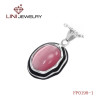 Stainless Steel  Pink  Stone Pendant