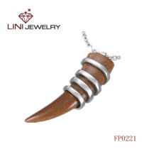 Stainless Steel &Pepper Shaped Stone  Pendant