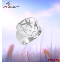 Enamel Cross Heart Stainless Steel Ring/White