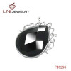 Stainless Steel Pendant w /Black Glass Stone