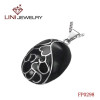 Stainless Steel Circle Shaped Pendant w/Black stone