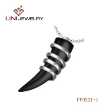 Stainless Steel &Black Shaped Stone  Pendant