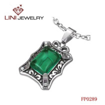 316L Stainless SteelPendant  w/Emerald