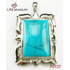 Stainless Steel Square  Pendant w /Blue Turquoise