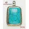 Stainless Steel  Square Pendant w /Blue Turquoise