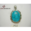 Stainless Steel lacelike Pendant w /Blue Turquoise