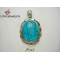 Stainless Steel lacelike Pendant w /Blue Turquoise