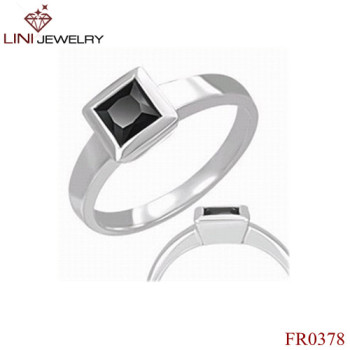 Stainless Steel Square CZ Stone Ring