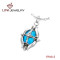 316L Stainless Steel  Pendant w/Blue  stone