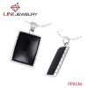316L Stainless Steel Square Pendant w/Blue  stone