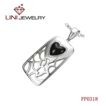 316L Stainless Steel Square Pendant w/Blue Love stone