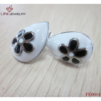 White&Black Steel Multicolor Hexapetalousflower Enamel Earring