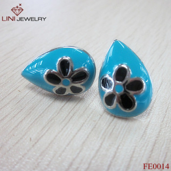 Blue&Black  Water-Drop Enamel Earrings