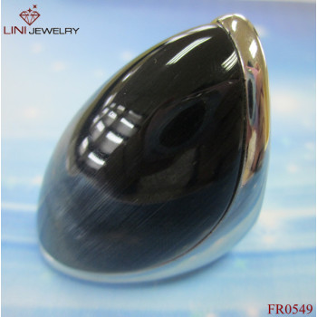 316 stainless steel diamond ring with black cat's eye stone,Chariming Stainless Steel, Stone Ring,Men's Big Ring