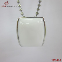 316L Stainless Steel Square Stone Pendant/White