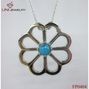 Stainless Steel Wheel With Blue Turquoise Pendant