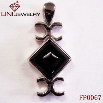 Special Design 316L S.Steel Black Stone Charms