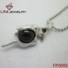 316L Stainless Steel Bird  Pendant/Black Glass Stone