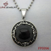 316L Stainless Steel Hat Pendant/Black Glass Stone
