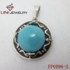 316L Stainless Steel Hat Pendant/ Sky Blue Glass Stone