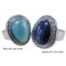 Stainless Steel Big Size  Oval Blue Cat's Eye Stone Ring