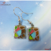 Rainbow Square Multicolor Earring/Enemal