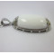 White Glass stone &316L Stainless Steel Long Ovel Pendant w/Diamond