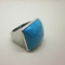 Stainless Steel Square Ring w/Blue Turquoise