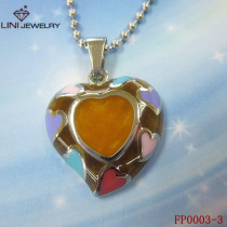 Rainbow heart Enemal &316l Stainless Steel Heart Texture Pendant