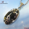 NeW  Charming 316l Stainless Stee Long Oval Pendant&Black Enemal