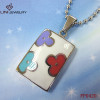 Ormate  White Enamel Square Pandent &Colorful Flower