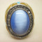 Elegant 316L Stainless Steel Jewelry w/Crystal &Blue cat eye stone
