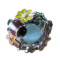 Stainless Steel Ring w/Multicolor Flower and Cat's Eye Stone