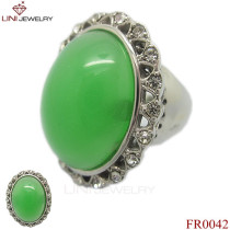 China Wholesale Stainless Steel Rings Green Glass Stone