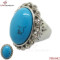 high polish stainless steel dome turquoise stone ring