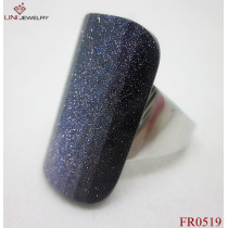 Purple Drusy Quartz Facet Stainless Steel Ring
