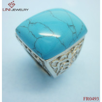 Blue Turquoise Steel Ring Jewellery Wholesale