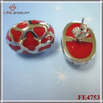Red Enamel Earrings-stud,stainless steel earring jewelry