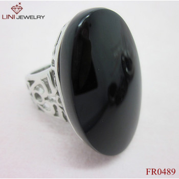 Black Gemstone Wholesale,Men's Jewelry Charming Stainless Steel Gemstone,Men's 316l S.Steel Promise Ring with Black Glass Stones.