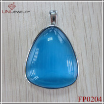 Charming  Blue Gem Pendant,Opal Pendant,Blue Cat's Eye Stone Pendant