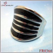 Black Arc Zebra Enamel Ring,stainless steel design ring