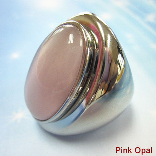 steel pink opal ring