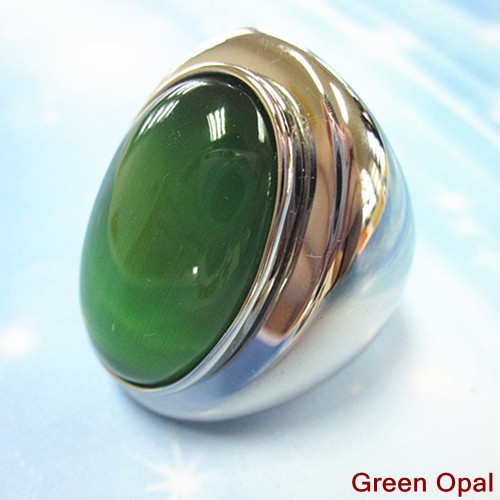 steel green opal ring